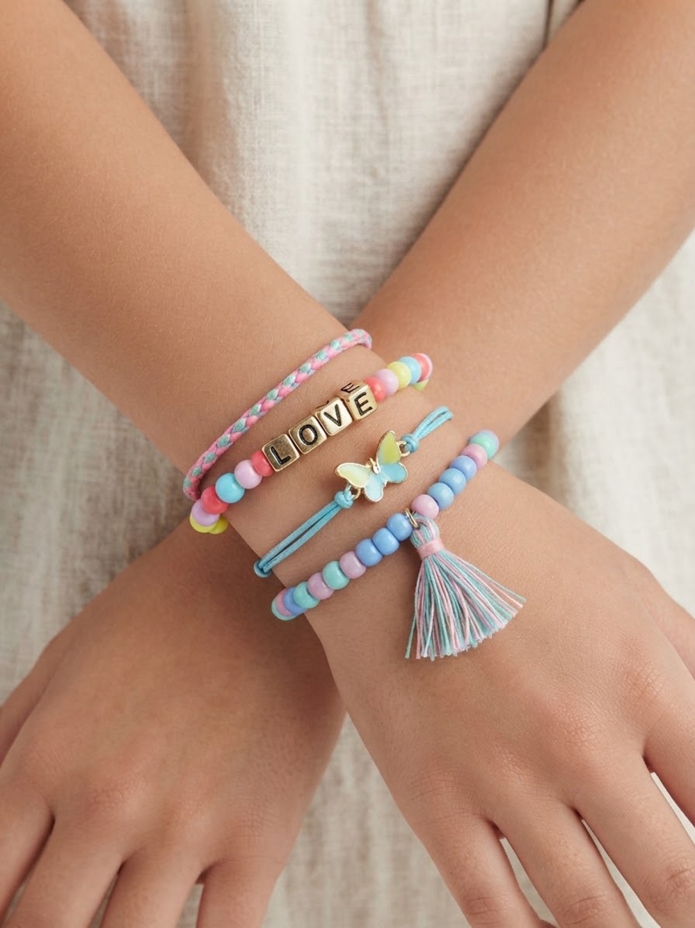 4pc Rainbow Stretch Bracelets